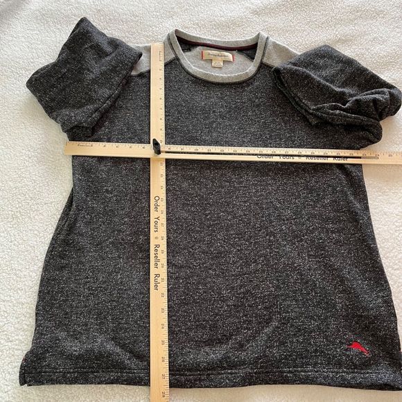 Tommy Bahama Mens Top XL‎ Gray Two Tone Fleece Lounge Sleepwear Sweater Pullover - Picture 6 of 8